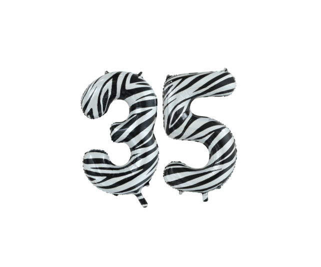 Folieballon 35 jaar zebra 86cm
