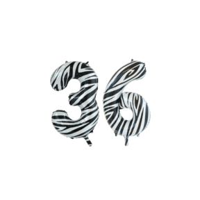 Folieballon 36 jaar zebra 86cm
