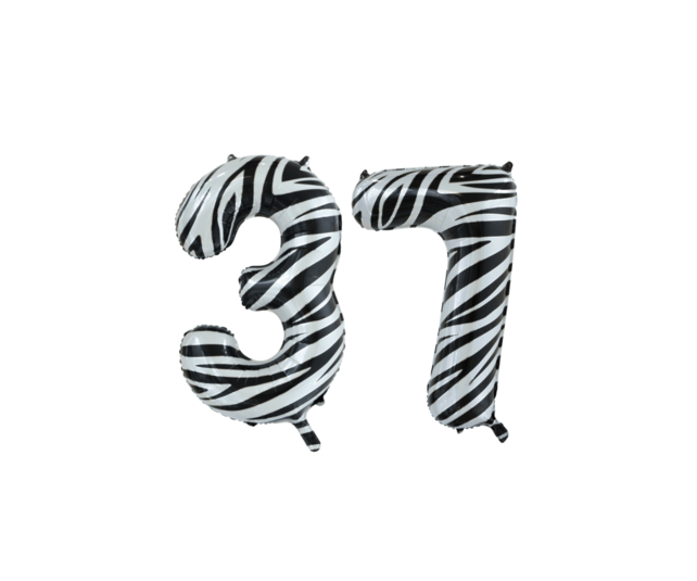 Folieballon 37 jaar zebra 86cm Folieballon 37 jaar zebra 86cm