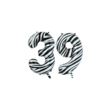 Folieballon 39 jaar zebra 86cm