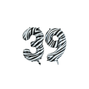 Folieballon 39 jaar zebra 86cm