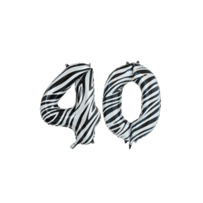 Folieballon 40 jaar zebra 86cm