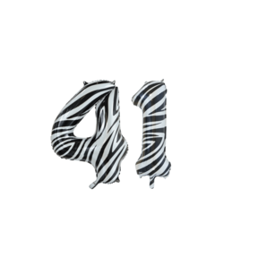Folieballon 41 jaar zebra 86cm