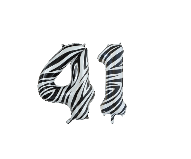 Folieballon 41 jaar zebra 86cm