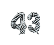 Folieballon 43 jaar zebra 86cm