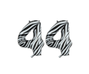 Folieballon 44 jaar zebra 86cm