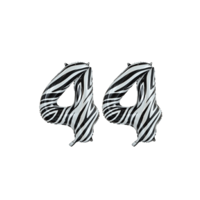 Folieballon 44 jaar zebra 86cm