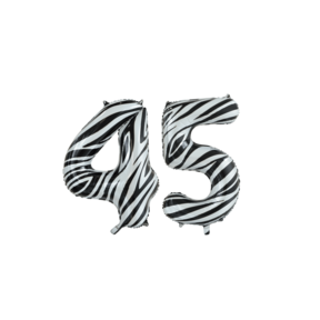 Folieballon 45 jaar zebra 86cm
