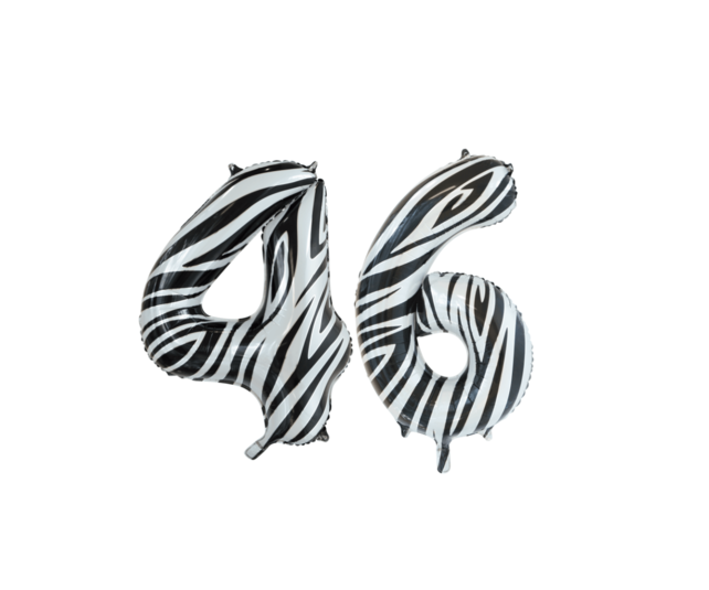 Folieballon 46 jaar zebra 86cm