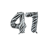 Folieballon 47 jaar zebra 86cm