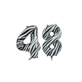 Folieballon 48 jaar zebra 86cm