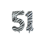Folieballon 51 jaar zebra 86cm
