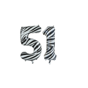 Folieballon 51 jaar zebra 86cm