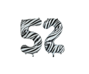 Folieballon 52 jaar zebra 86cm