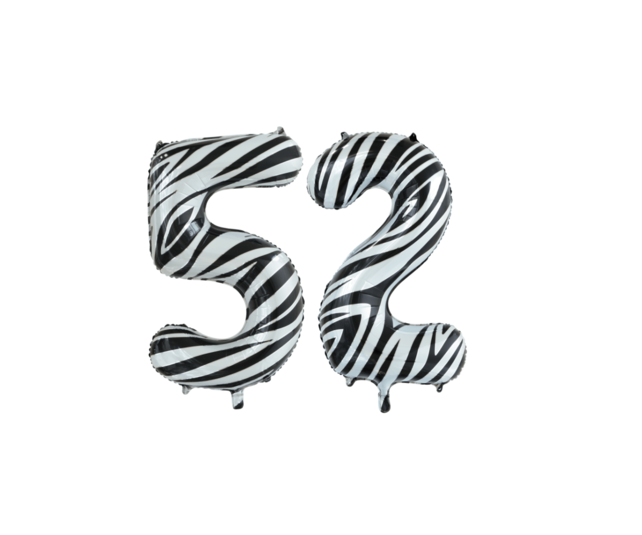 Folieballon 52 jaar zebra 86cm