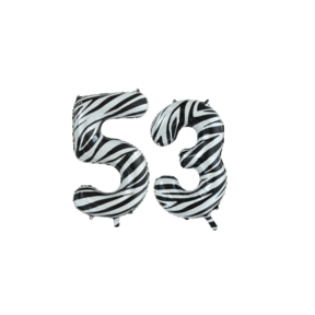 Folieballon 53 jaar zebra 86cm