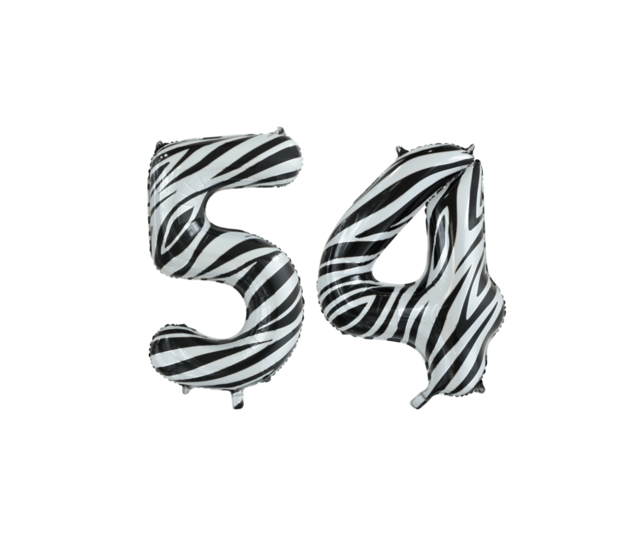 Folieballon 54 jaar zebra 86cm