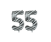 Folieballon 55 jaar zebra 86cm