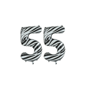 Folieballon 55 jaar zebra 86cm