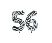 Folieballon 56 jaar zebra 86cm