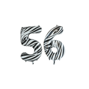 Folieballon 56 jaar zebra 86cm