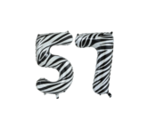 Folieballon 57 jaar zebra 86cm