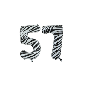 Folieballon 57 jaar zebra 86cm