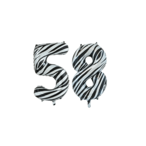 Folieballon 58 jaar zebra 86cm