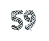 Folieballon 59 jaar zebra 86cm