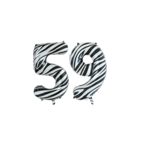 Folieballon 59 jaar zebra 86cm