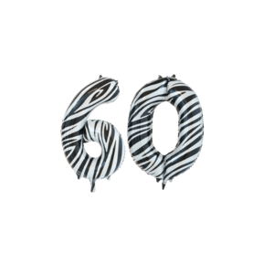 Folieballon 60 jaar zebra 86cm