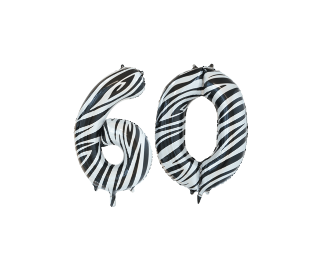 Folieballon 60 jaar zebra 86cm