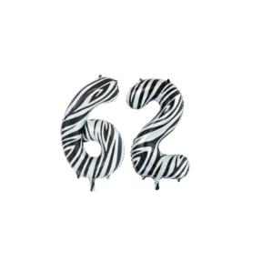 Folieballon 62 jaar zebra 86cm