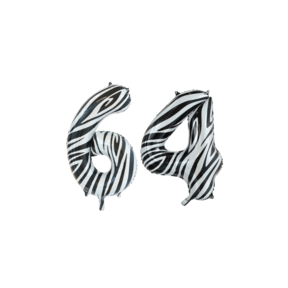 Folieballon 64 jaar zebra 86cm