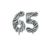 Folieballon 65 jaar zebra 86cm