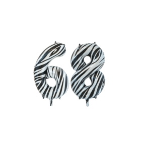 Folieballon 68 jaar zebra 86cm