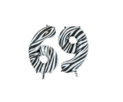 Folieballon 69 jaar zebra 86cm