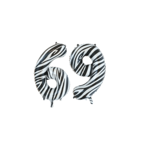Folieballon 69 jaar zebra 86cm