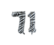 Folieballon 71 jaar zebra 86cm