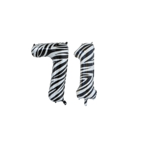 Folieballon 71 jaar zebra 86cm