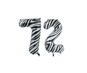 Folieballon 72 jaar zebra 86cm