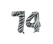 Folieballon 74 jaar zebra 86cm