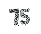 Folieballon 75 jaar zebra 86cm