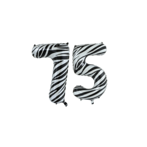 Folieballon 75 jaar zebra 86cm