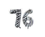 Folieballon 76 jaar zebra 86cm