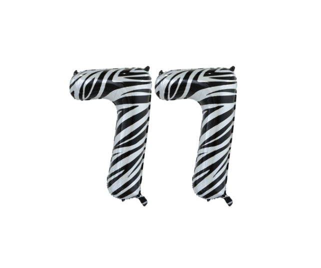 Folieballon 77 jaar zebra 86cm Folieballon 77 jaar zebra 86cm