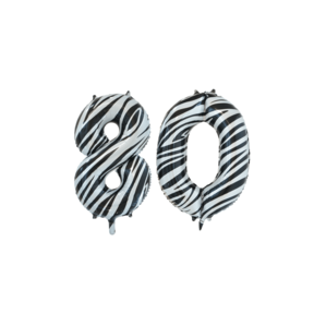 Folieballon 80 jaar zebra 86cm