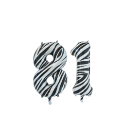Folieballon 81 jaar zebra 86cm
