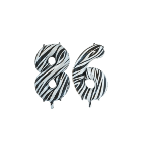 Folieballon 86 jaar zebra 86cm