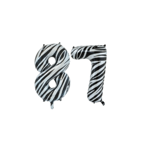 Folieballon 87 jaar zebra 86cm
